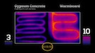 Thermal image of radiant flooring gypsum concrete to warmboard