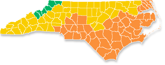Image showing the building climate zones and resulting energy codes of North Carolina